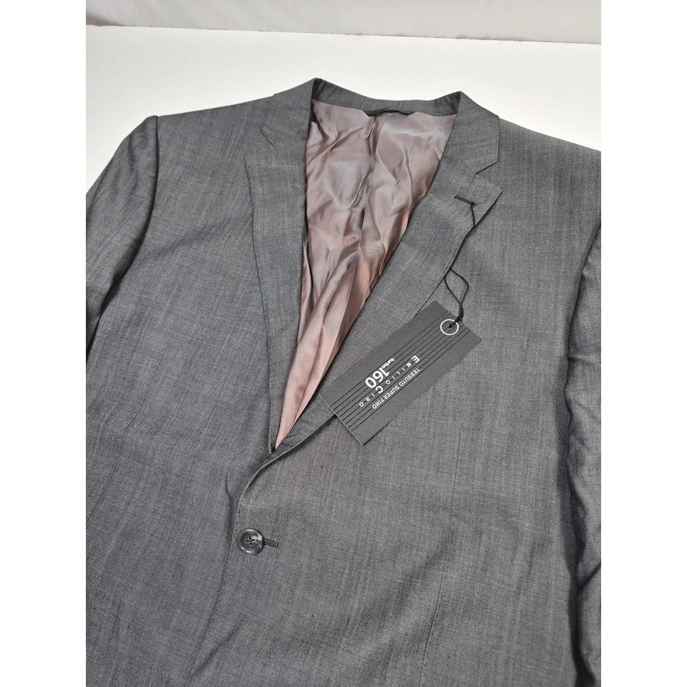 Emilio Ciro Suit Mens 48R Gray Wool Turbo 160 2 Piece 43x36W Zegna Formal NWT